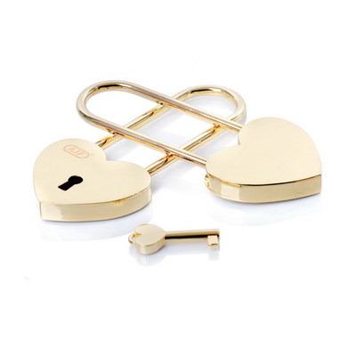 Golden Long Shackle Heart Love Locks Wedding