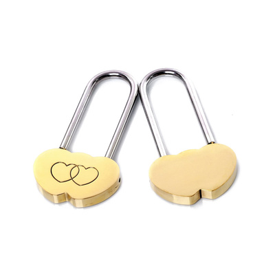 50mm Double Heart Love Lock Brass