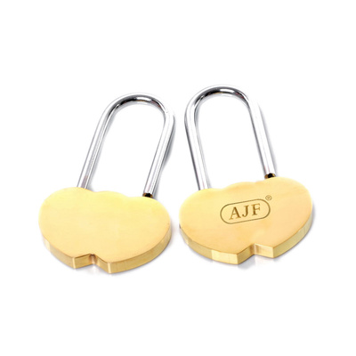 60mm Double Heart Love Lock Brass