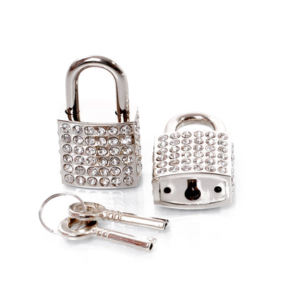 Square Key Love Padlock With Rhinestones