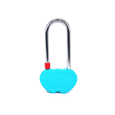 Blue Double Heart Love Lock Keyless