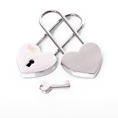 Silvery Long Hook Heart Padlock And Key