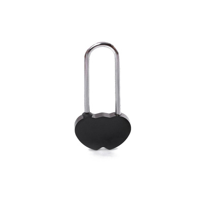 Aluminium Double Heart Love Lock Black