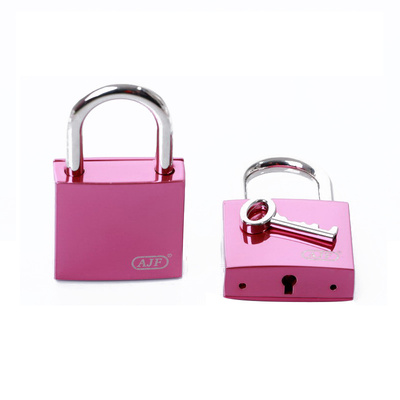 Shiny Pink Square Love Locks On Bridge